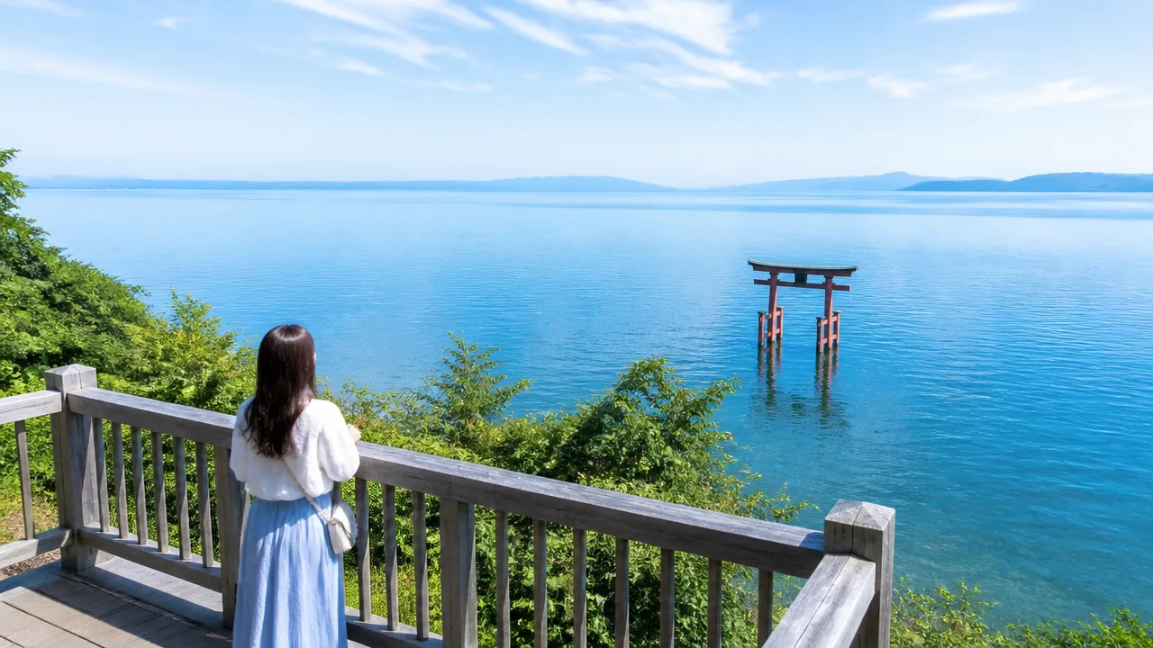 湖上の大鳥居を望む非日常の景色スポット、白鬚神社の見どころとアクセス